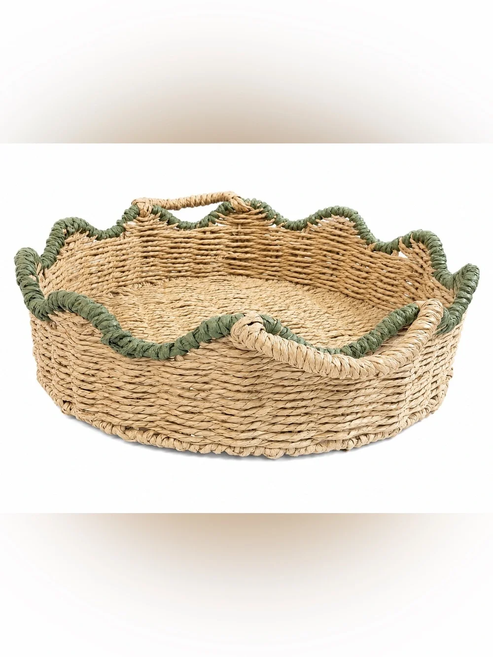 Home Reflections 2pc Sage Scalloped Woven Nesting Basket Trays